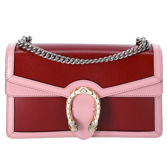 GUCCI Dionysus Flap Shoulder Bag 400249 Bordeaux Pink Leather - Picture 1 of 10